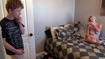 Play I can not believe it! The aunt realizes that her son was masturbating watching her sleep